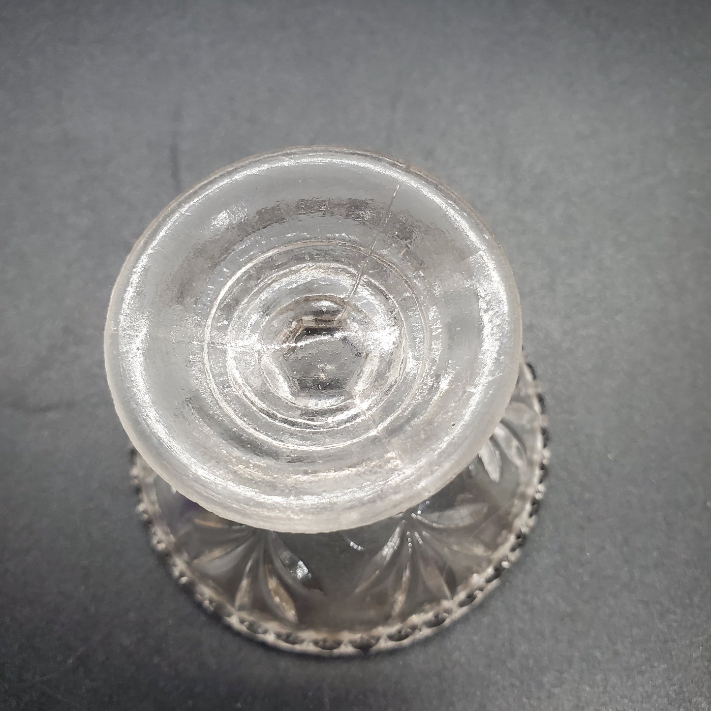 Vintage Round Salt Cellar with a Pedestal Base and Leaf Pattern