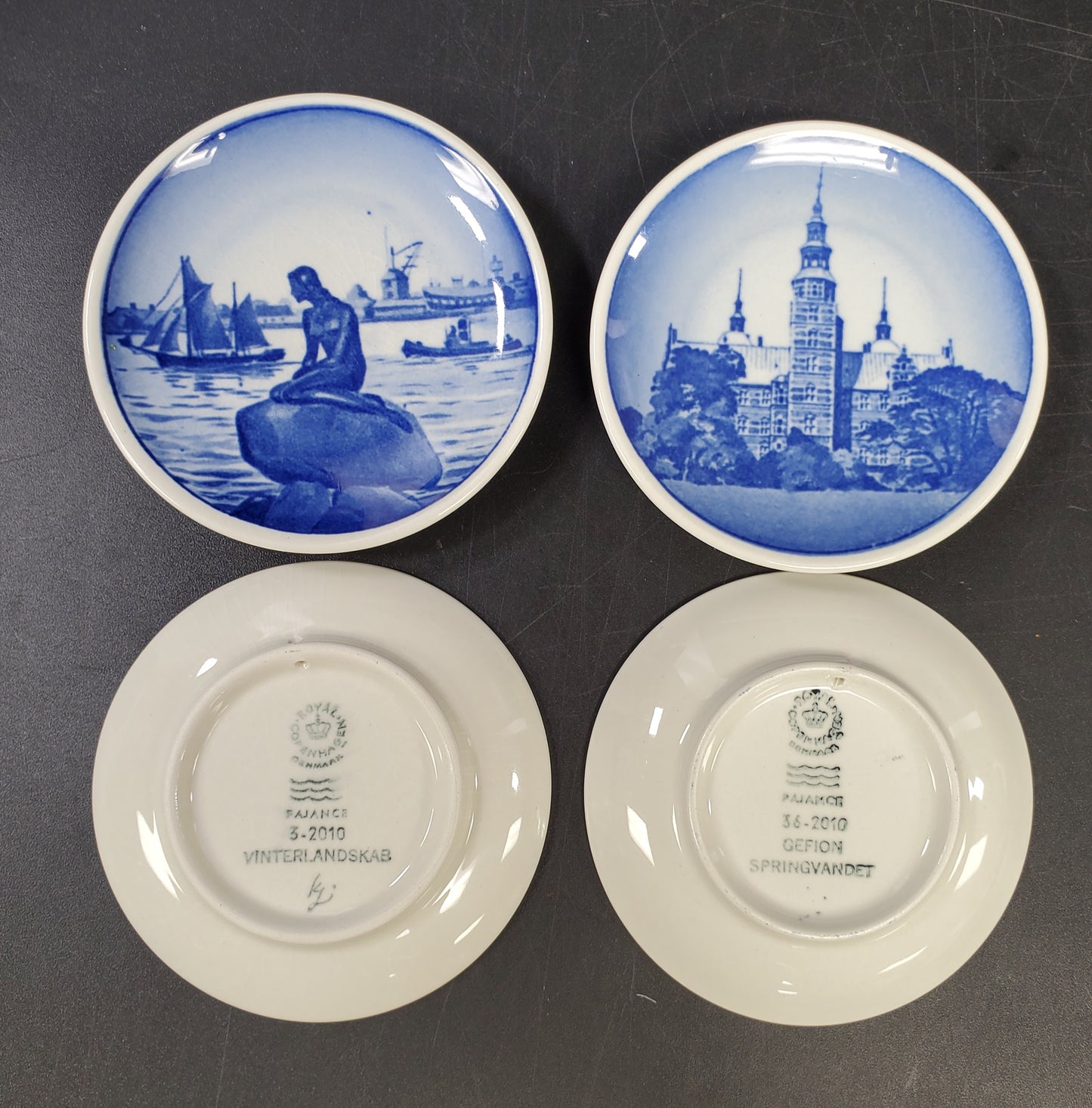 Set of 4 Royal Copenhagen Blue and White Miniature Plates Denmark