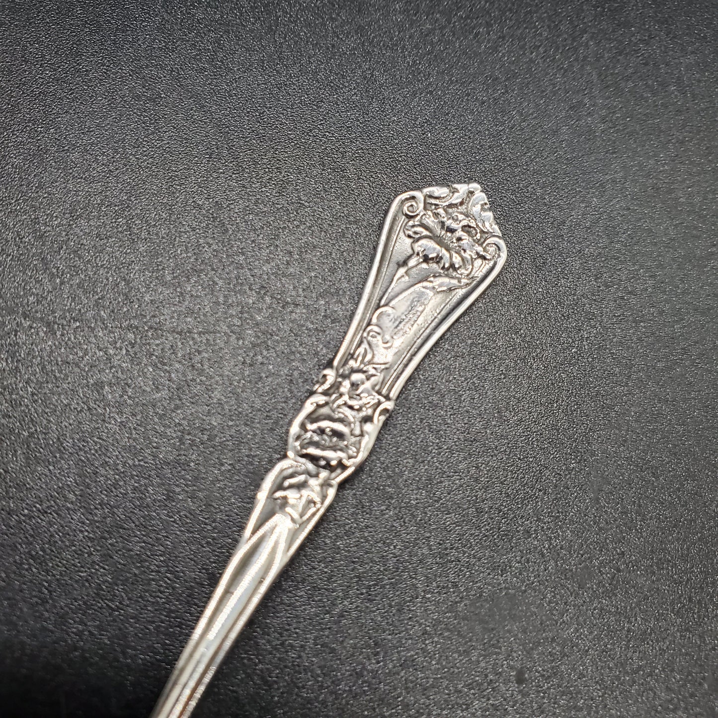 Vintage Floral Rose Sterling Silver Master Salt Spoon