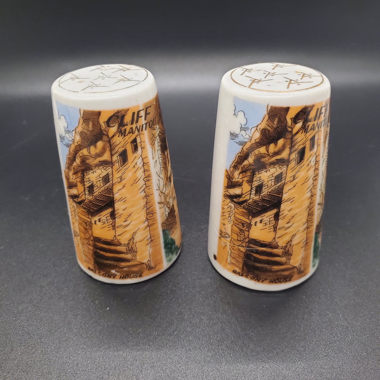 Cave Dwellings Souvenir Salt and Pepper Shaker Set from Manitou Springs, Colorado