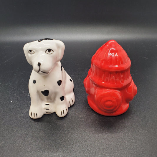 Dalmatian and Fire Hydrant Salt and Pepper Shaker Set