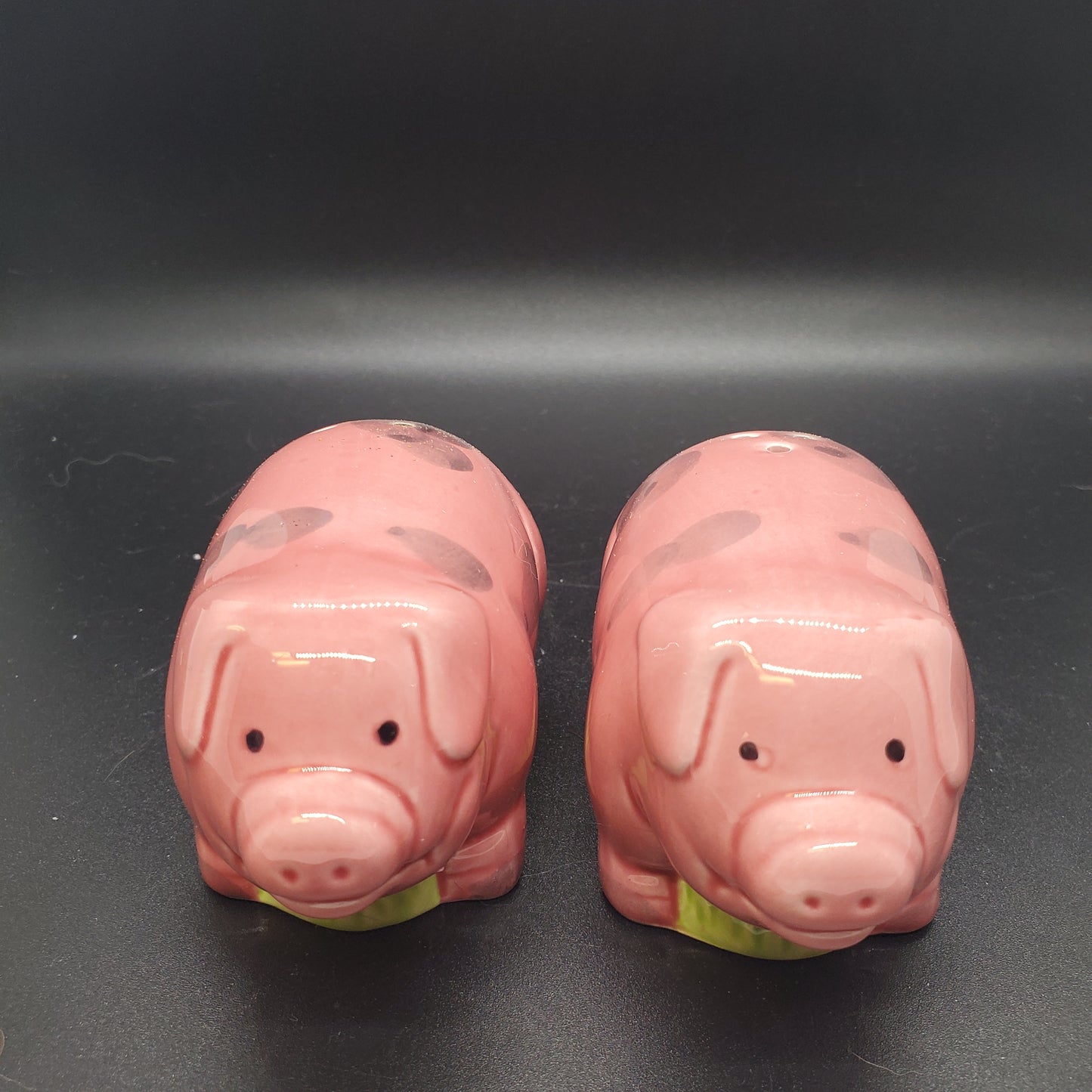 Vintage Pink Spotted Pig Salt and Pepper Shaker Set