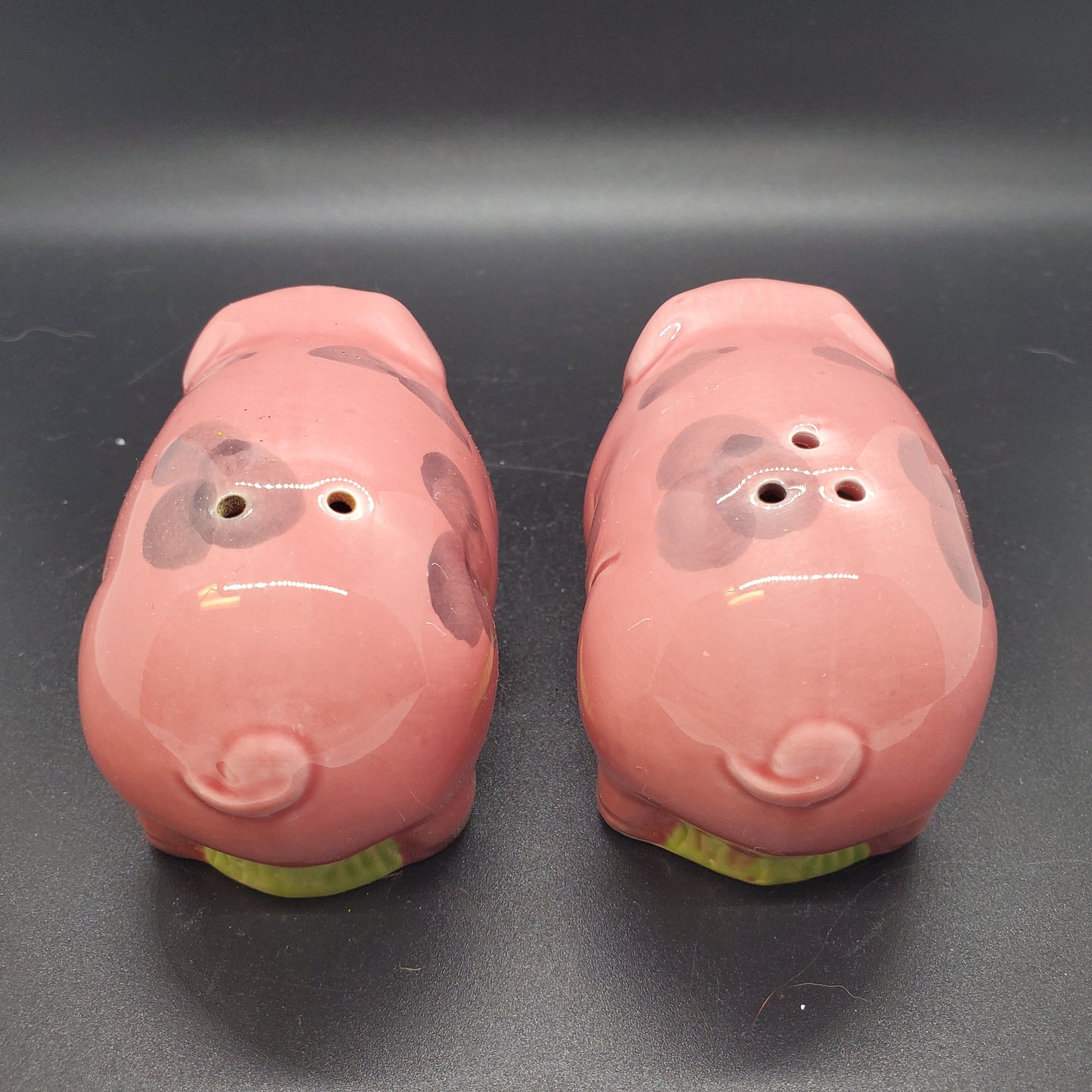 Vintage Pink Spotted Pig Salt and Pepper Shaker Set