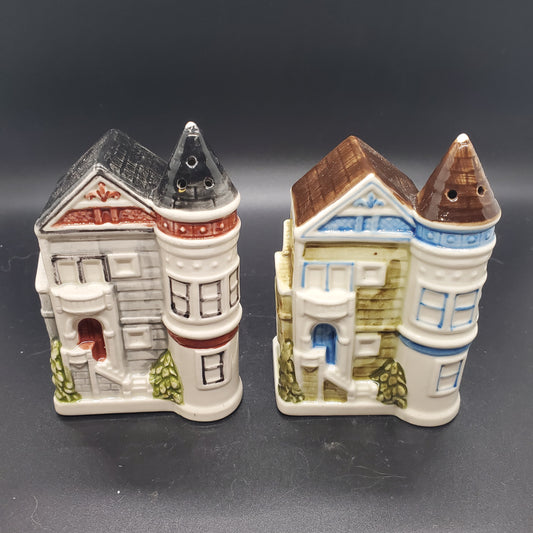 Otagiri Japan Ceramic Victorian Houses Salt & Pepper Shaker Set