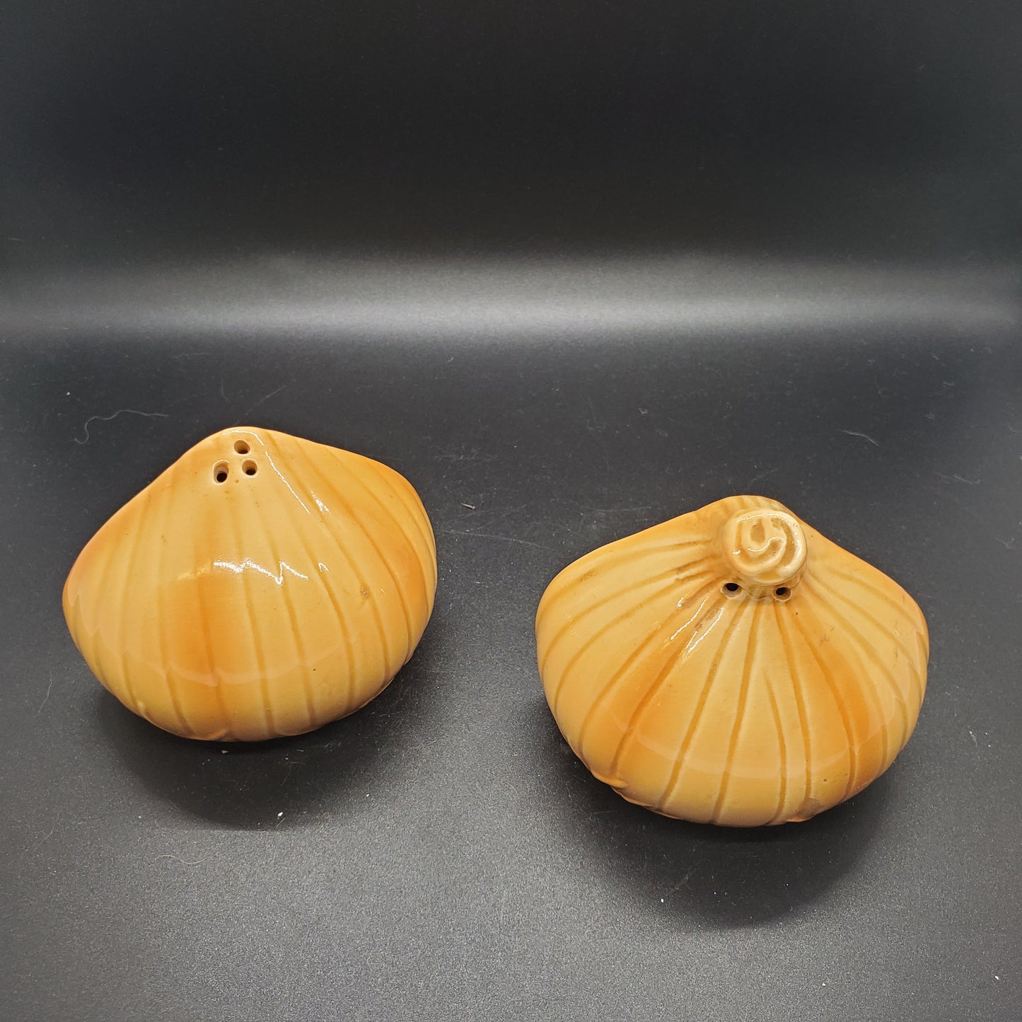 Vintage Ceramic Split Onion Salt and Pepper Shaker Set