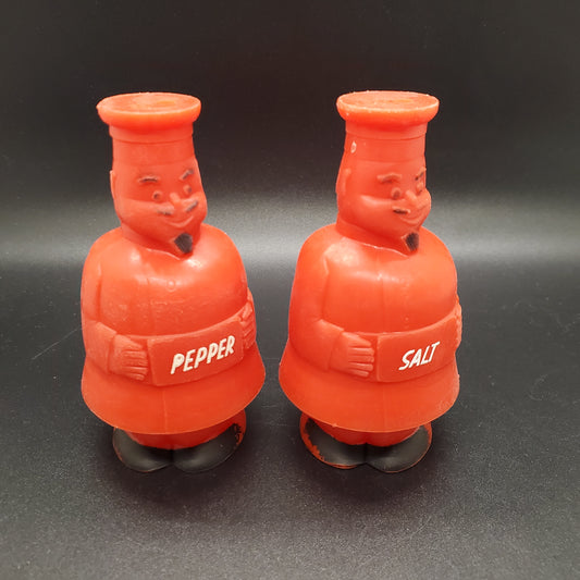 Vintage MCM Standing Chef Plastic Salt and Pepper Shaker Set