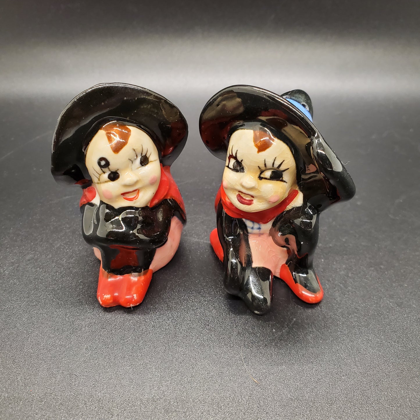 Vintage Japan Anthropomorphic Ladybug Halloween Witch Salt And Pepper Shakers