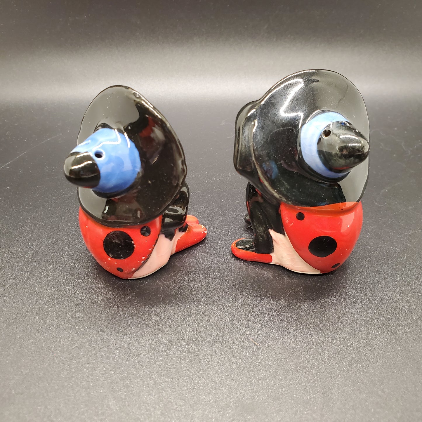 Vintage Japan Anthropomorphic Ladybug Halloween Witch Salt And Pepper Shakers