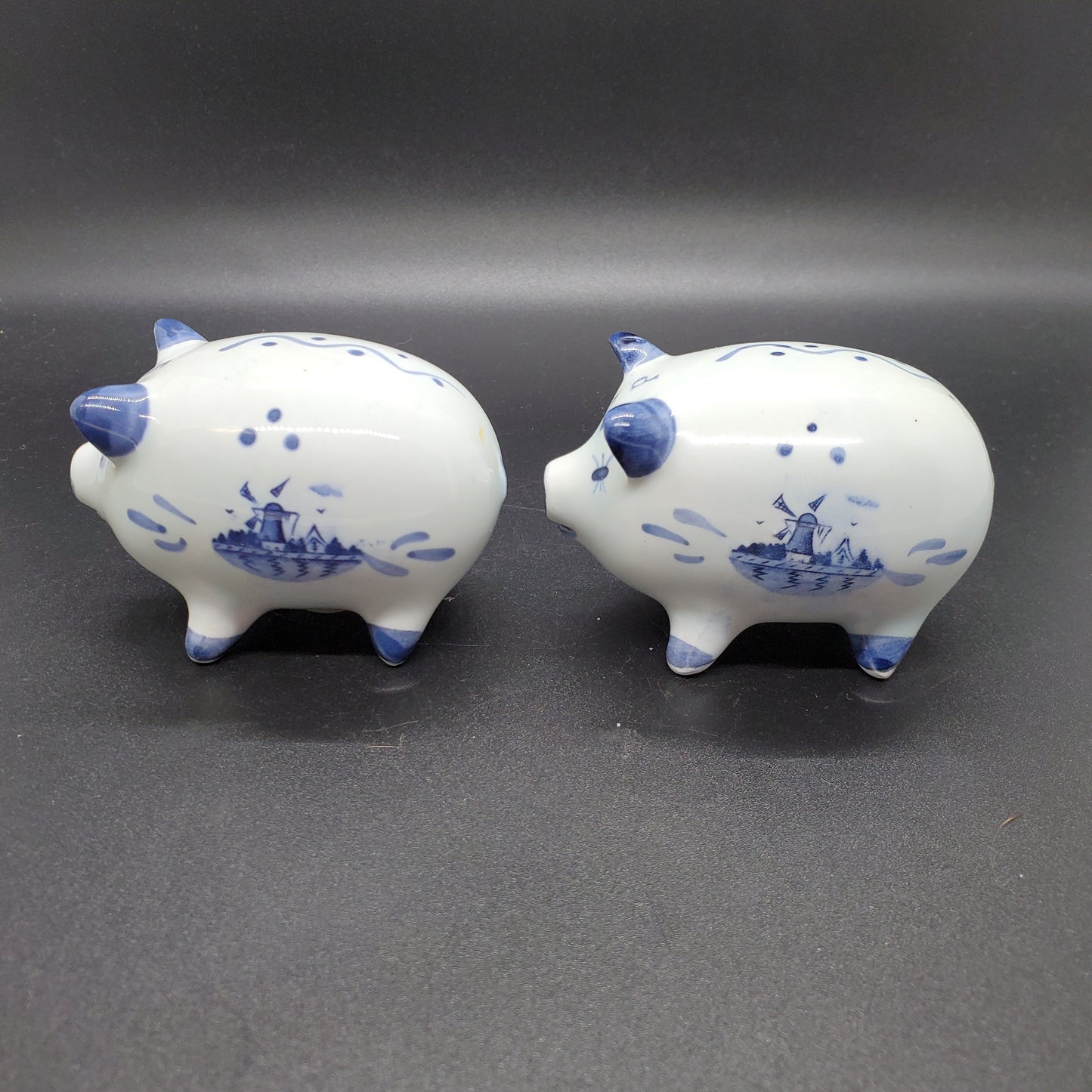 Delft Blue and White Pig Salt and Pepper Shaker Set