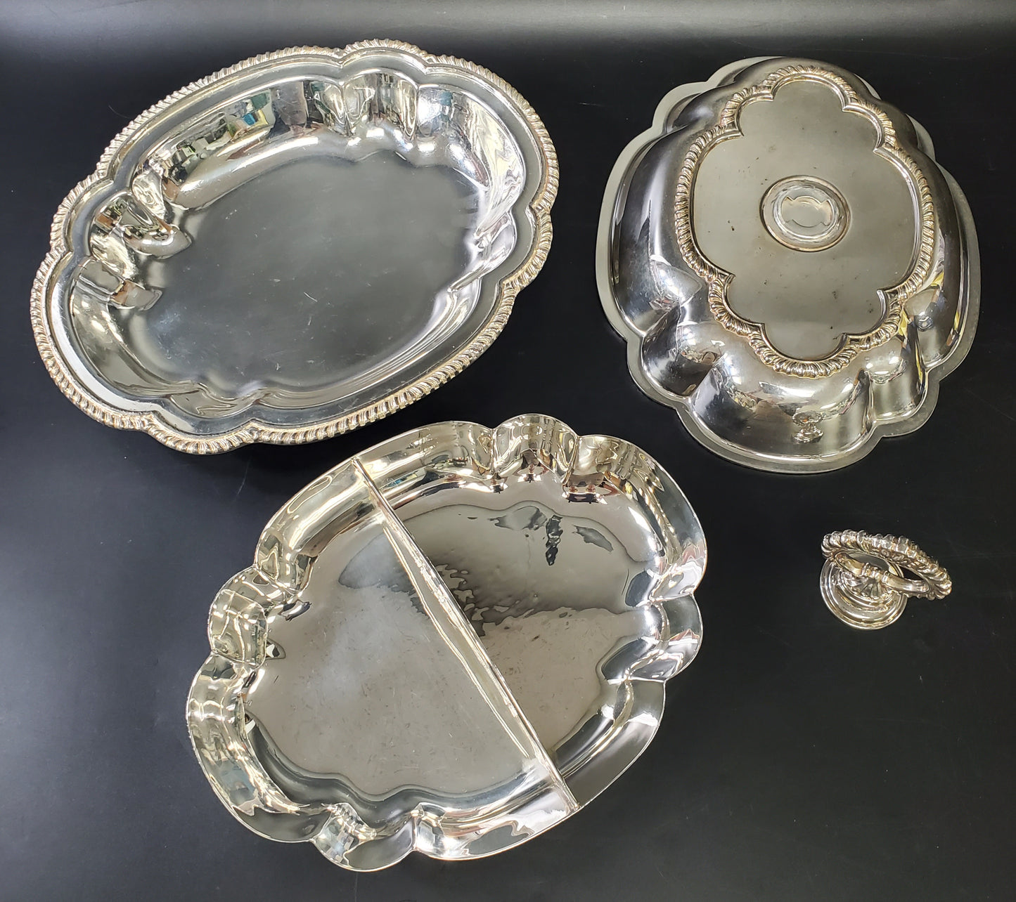 Antique Sheffield Silver Co Ornate Divided Entrée Dish