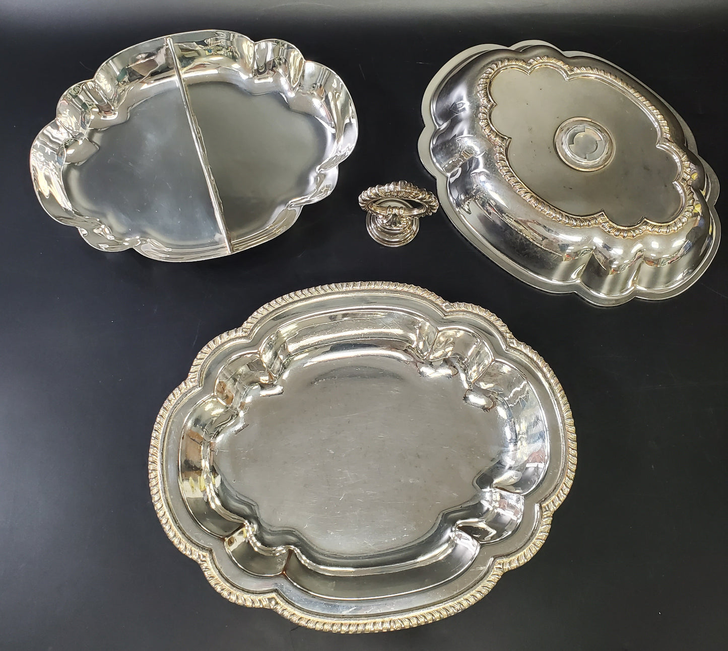 Antique Sheffield Silver Co Ornate Divided Entrée Dish