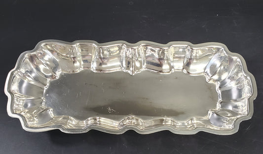 Rectangular Silver Plated Tray with Ribbon Edge