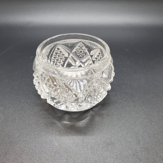 Vintage Clear Cut Glass Master Salt Cellar with Geometric Pattern