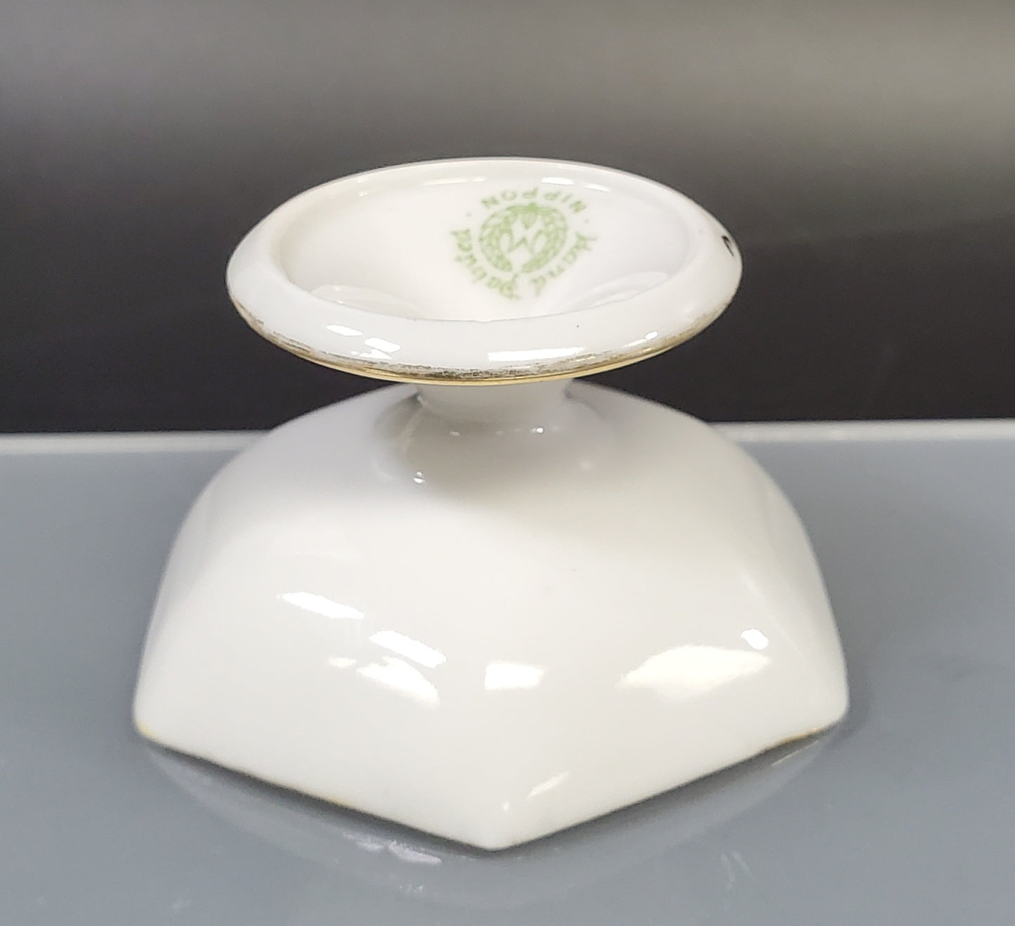 Nippon Hexagonal Salt Cellar on Pedestal. Hand Painted