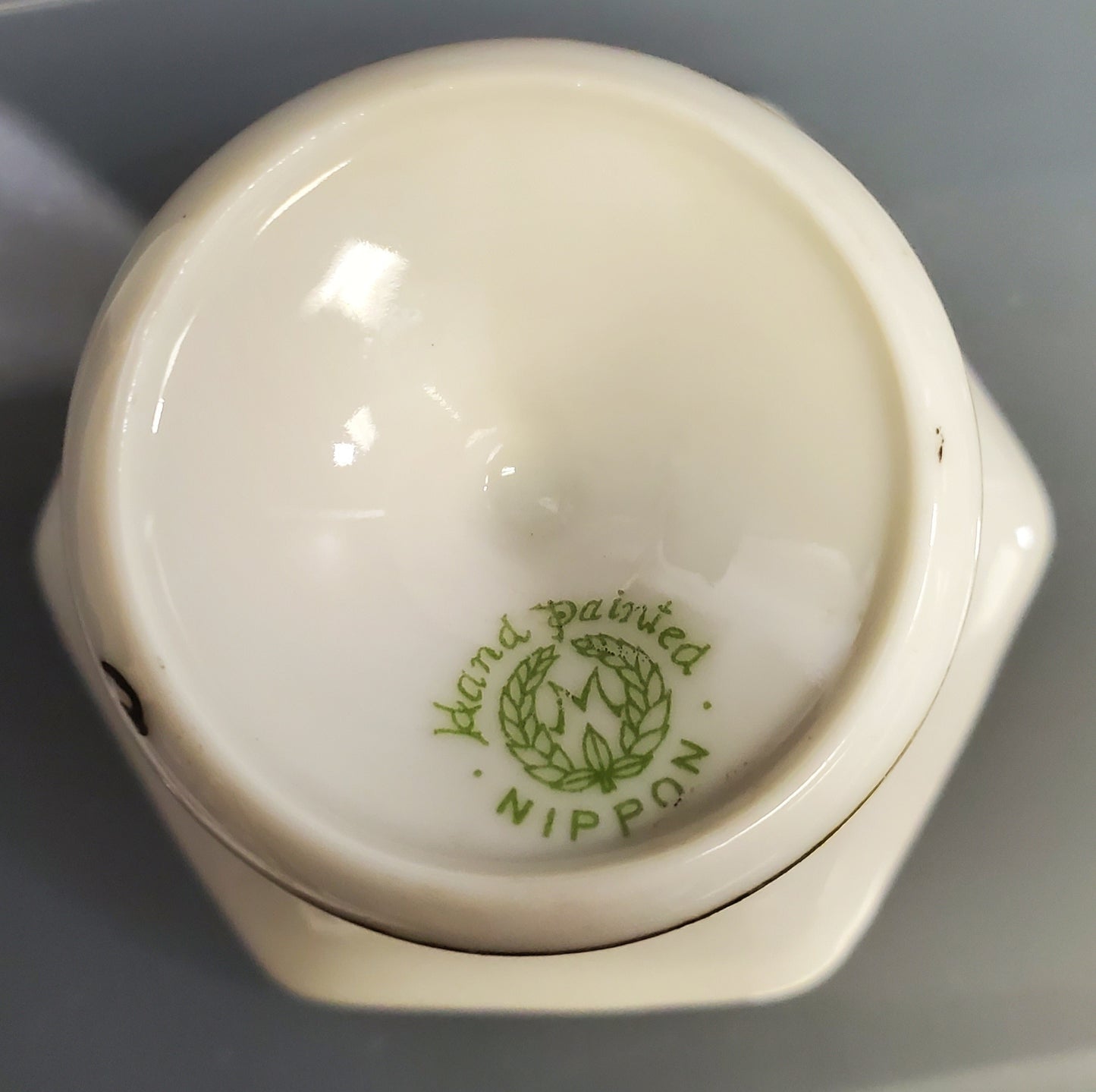 Nippon Hexagonal Salt Cellar on Pedestal. Hand Painted