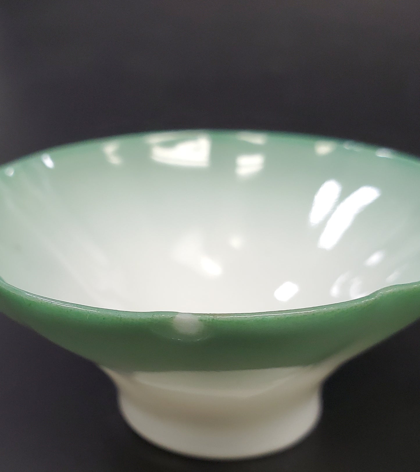 Pair of Porcelain Lotus Petal Soy Sauce Dishes or Salt Cellars Green
