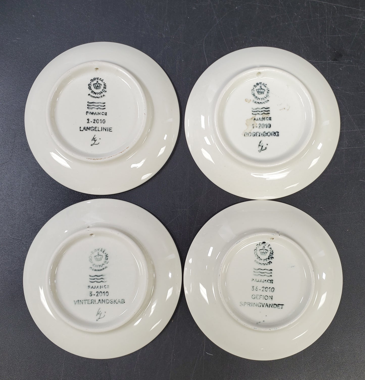 Set of 4 Royal Copenhagen Blue and White Miniature Plates Denmark