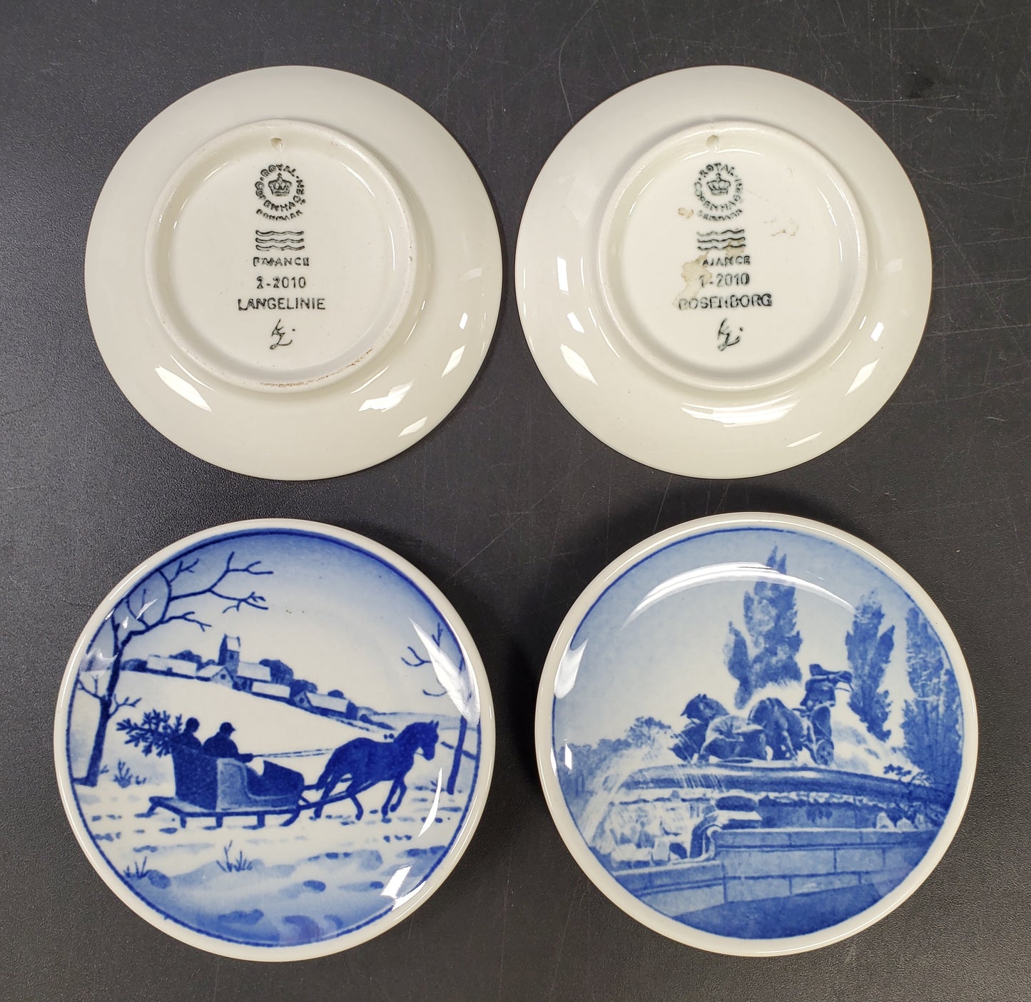 Set of 4 Royal Copenhagen Blue and White Miniature Plates Denmark