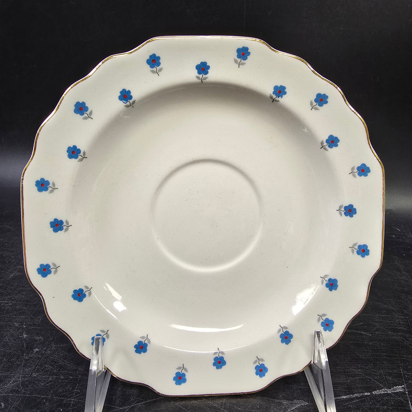 W S George "Lido" GEO152 Blue Flowers Saucer