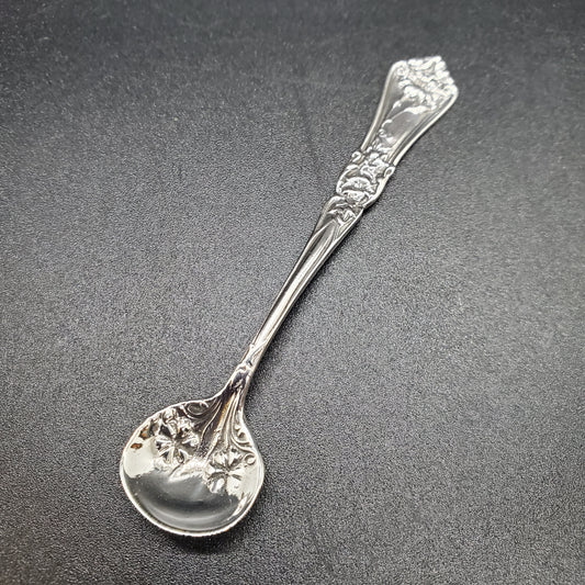 Vintage Floral Rose Sterling Silver Master Salt Spoon